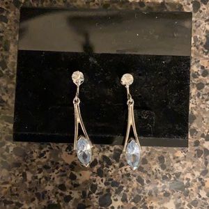Avon Faux Diamond Aquamarine Silver earrings